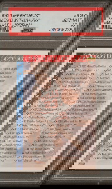 1992 Upper Deck UD Checklist 421 - 510 420 Michael Jordan Chicago Bulls PSA 10 Gem Mint