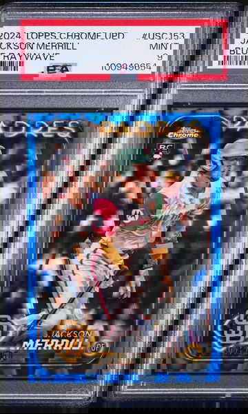 2024 Topps Chrome Update Blue Raywave Jackson Merrill #USC153 /150 PSA 9