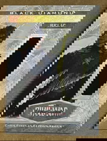 2021 Upper Deck Marvel Black Diamond Chris Evans Captain America Reli SWAU COA