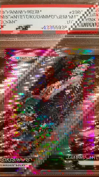 2018-19 MVP YEAR Prizm Pink Pulsar Prizm #'d 42/42 Giannis Antetokounmpo PSA 10 Gem Mint