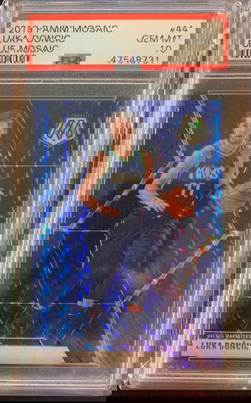 2019 Panini Mosaic Luka Doncic Blue Mosaic Prizm /99 #44 PSA 10 Gem Mint (POP 2)