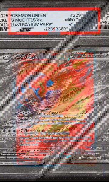 2025 Pokemon Scarlet and Violet Destined Rivals Special Illustration Rare Team Rocket’S Moltres Ex #229 PSA 9