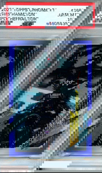 2021 TOPPS CHROME F1 LEWIS HAMILTON #166 PURPLE REF 363 OF 399 PSA 10 GEM MT