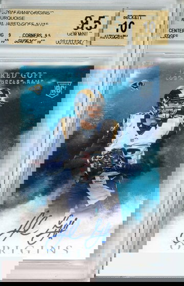 2016 PANINI ORIGINS TURQUOISE JARED GOFF #101 BGS 9.5 AUTO 10 RC