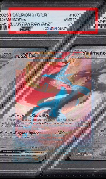 2025 Pokemon Journey Together Special Illustration Rare Salamence Ex #187 PSA 9