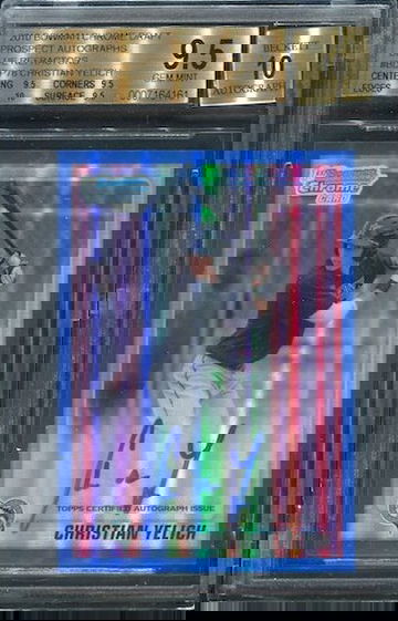 2010 Bowman Chrome Draft Prospect Auto Christian Yelich Blue Refractor 9.5