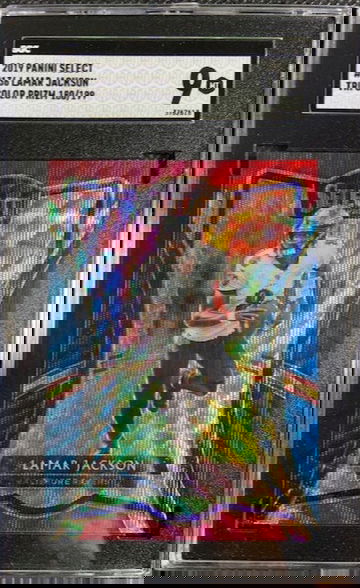LAMAR JACKSON 2019 PANINI SELECT PREMIER LEVEL TRI COLOR PRIZM /199 SGC 9 MINT