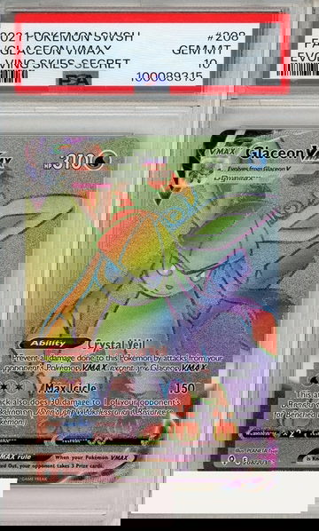 2021 POKEMON SWSH EVOLVING SKIES FA GLACEON VMAX #208 SECRET PSA 10