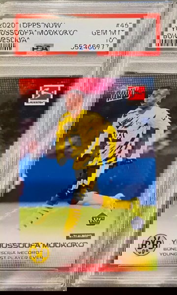2020-21 Topps Now Bundesliga Soccer #45 Youssoufa Moukoko Rookie BVB PSA 10