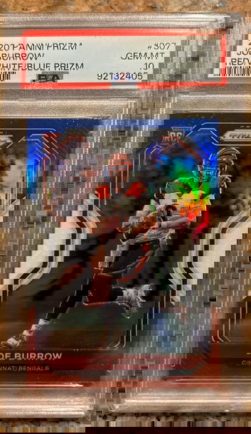 2020 Prizm Joe Burrow Red White Blue PSA 10