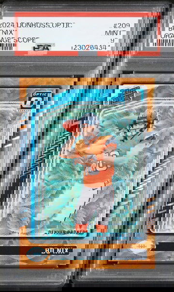 2024 Donruss Optic Orange Scope Bo Nix #209 /79 PSA 9