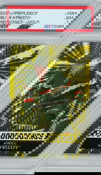 KIRILL KAPRIZOV 2020-21 Upper Deck Fluorescence GOLD Rc #27/150 PSA 7