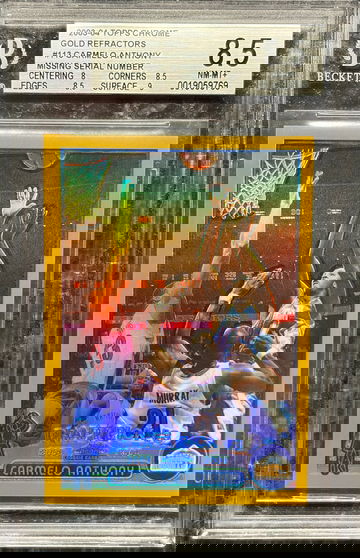 2003 - 04 Topps Chrome Carmelo Anthony Gold Refractors Missing Serial Number /50 #113 BGS 8.5