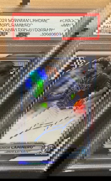 2024 Bowman Chrome Junior Caminero Image Variation Auto CRAJC PSA9 JERSEY #13/25