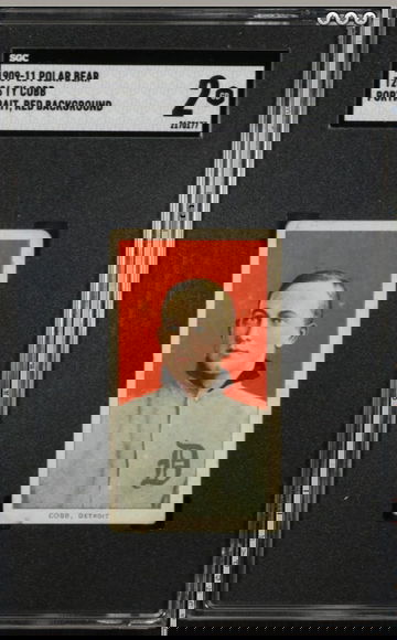 Ty Cobb 1909 Polar Bear Portrait T206 Red Background Tigers HOF SGC 2