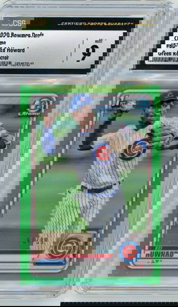 ED HOWARD 2020 Bowman Chrome 1st Draft Green Refractor Rc #67/99 CSG 9