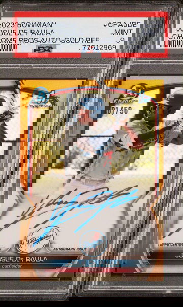 2023 bowman chrome 1st prospect Josue de Paula true gold  refractor auto autograph #01/50 1/1 PSA 9