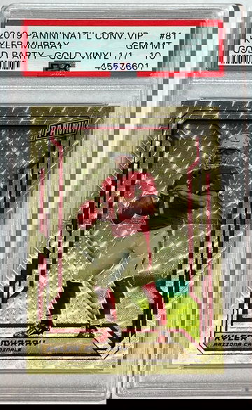 2019 KYLER MURRAY RC JERSEY #1/1 PANINI GOLD PRIZM VINYL ONE OF ONE - PSA 10 GEM MINT