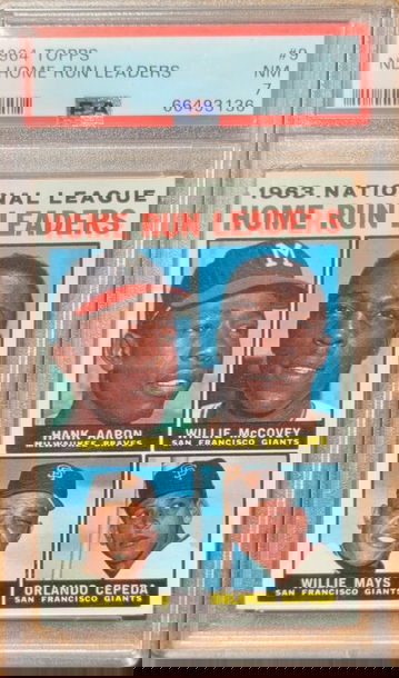 1964 Topps NL Home run Leaders PSA 7