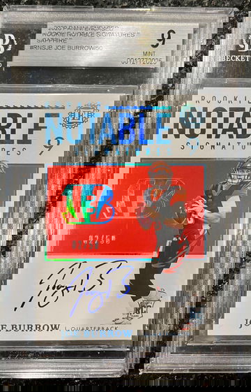 2020 Encased Rookie RC Notable Signature Joe Burrow /50 Sapphire,  Auto 10 BGS 9