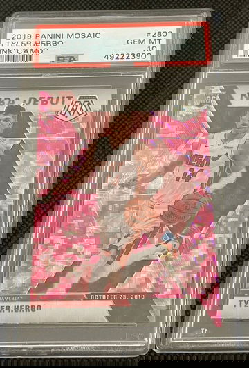 Tyler Herro 2019 Mosaic Prizm Debut Pink Camo PSA 10