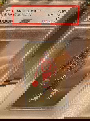 1991 Panini Sticker Michael Jordan Foil #190 PSA 8 FIRE!