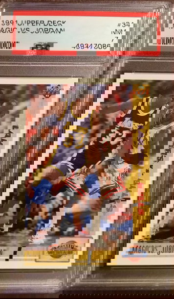 1991 Upper Deck # 34 Magic vs Michael Jordan PSA 7