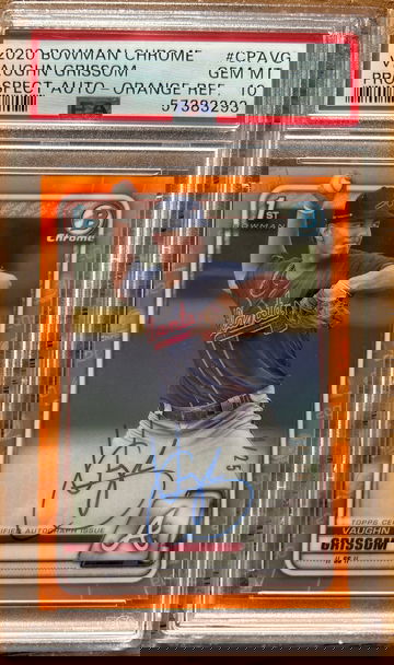 2020 bowman chrome auto Vaughn Grissom orange refractor psa 10