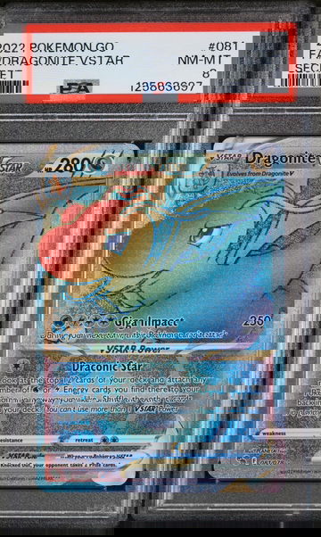 2022 Pokemon Go Secret Rare Dragonite Vstar #81 PSA 8