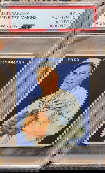 FREDDIE FITZSIMMONS SIGNED 1933 Goudey #235 PSA/DNA Authentic Card, 9 AUTO, LOW POP New York Giants Prewar