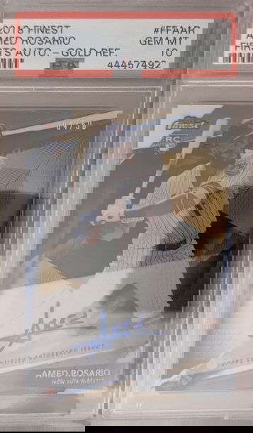 2018 Topps Finest Amed Rosario Rookie Card Firsts Autograph Gold Refractor /50 PSA 10