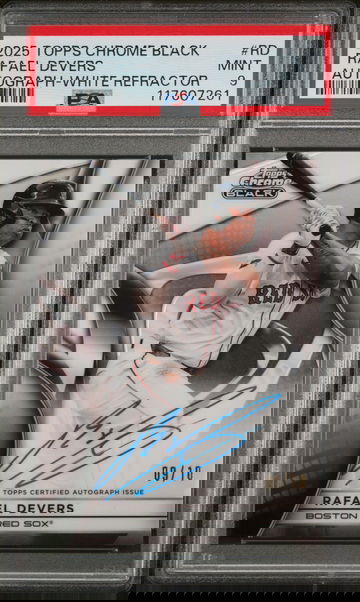2025 Topps Chrome Black Autographs White Refractor Rafael Devers #RD /10 PSA 9