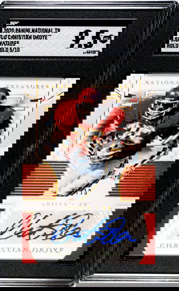 2020 Panini National Treasures S-CO Christian Okoye Signatures Holo Gold #/10 SGC 9.5 MT+