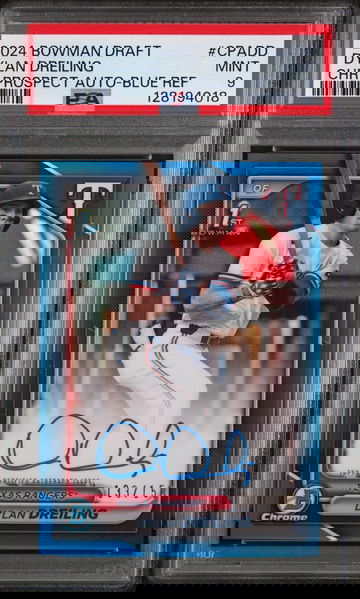 2024 Bowman Draft Chrome Prospect Autographs Blue Refractor Dylan Dreiling #CPADD /150 PSA 9