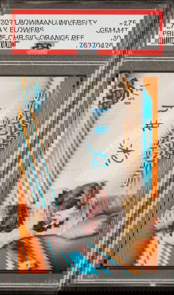 💎 2021 Bowman U Chrome Zay Flowers Prime Signatures Orange /25 PSA 10