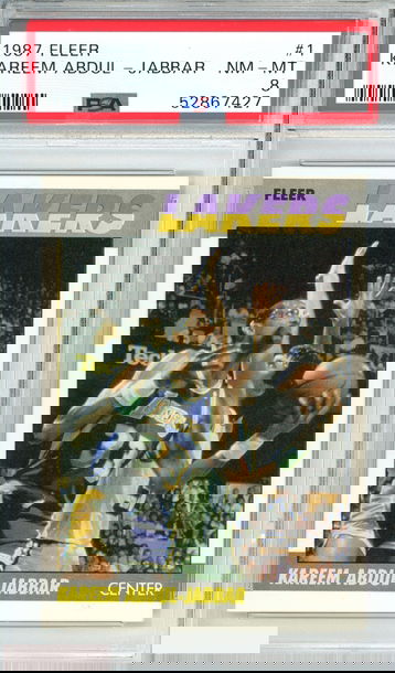 1987 FLEER KAREEM ABDUL-JABBAR #1 LOS ANGELES LAKERS PSA 8 NM-MT