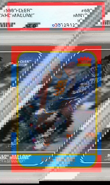 1986 FLEER KARL MALONE #68 ROOKIE RC UTAH JAZZ PSA 9 MINT