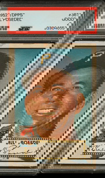 1952 Topps #361 Bill Posedel High Series SP Red Back MLB Baseball Pittsburgh Pirates PSA#9390463