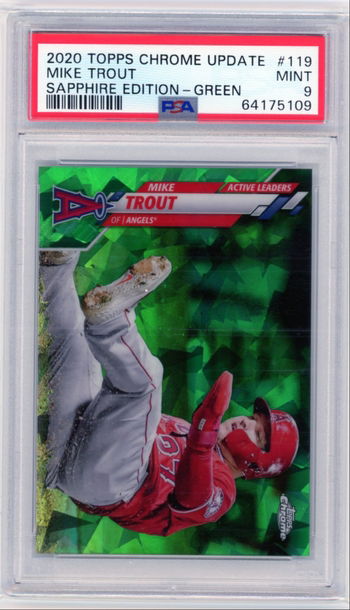 2020 Topps Chrome #119 Mike Trout Sapphire Edition-Green PSA 9 MINT!