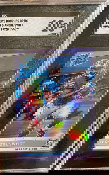 2020 Donruss Optic D'Andre Swift Purple Prizm RC 7/50 SGC 10