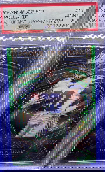 2019 Panini Select Tony Pollard Green Rookie Selections 3/5 Cowboys PSA 9 Mint