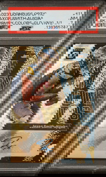 2023 Donruss Optic Jaxson Smith Njigba Rookie Primary Colors Gold Vinyl #11 PSA 7