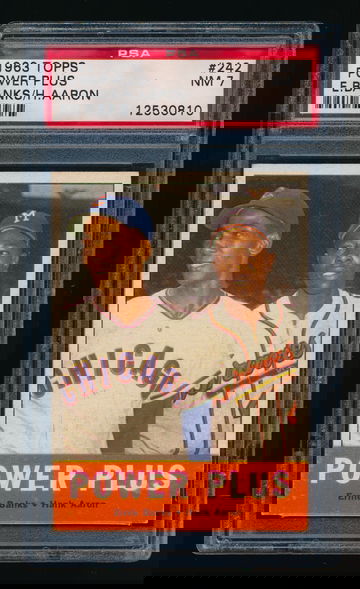 1963 Toppw #242, Hank Aaron Ernie Banks Power Plus PSA 7