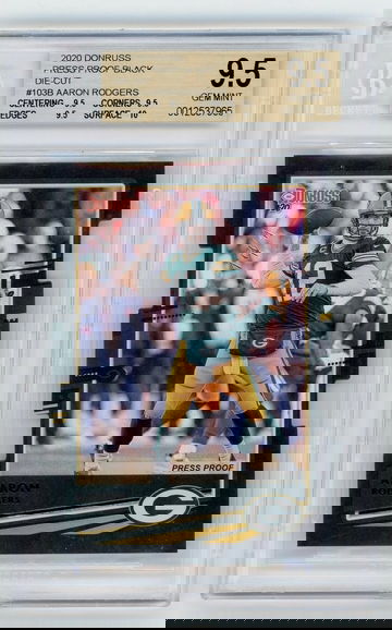 2020 Donruss Aaron Rodgers Variation Press Proof Black Die Cut 1/1 BGS 9.5 Gem Mint