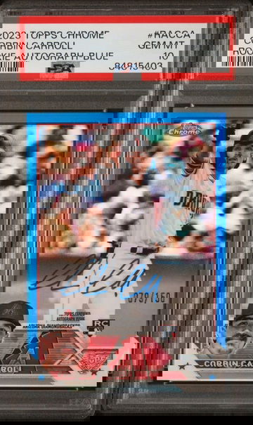 2023 Topps Chrome Corbin Carroll Rookie Card Blue Refractor Auto /150 PSA 10 RC