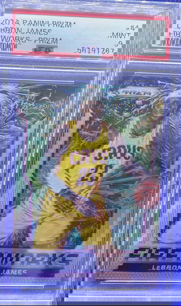 2014 PANINI PRIZM FIREWORKS SILVER REFRACTOR LEBRON JAMES PSA 9 MINT CLEVELAND