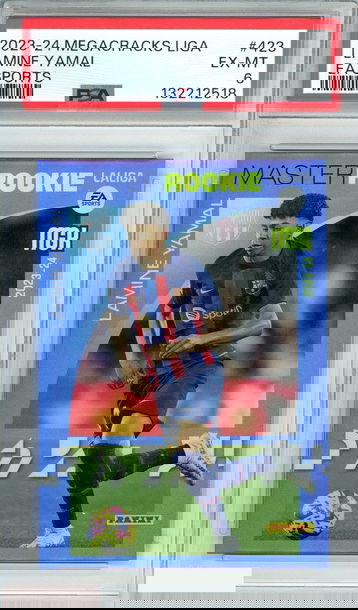 2023-24 PANINI MEGACRACKS LALIGA EA SPORTS LAMINE YAMAL #423 RC PSA 6 EX-MT