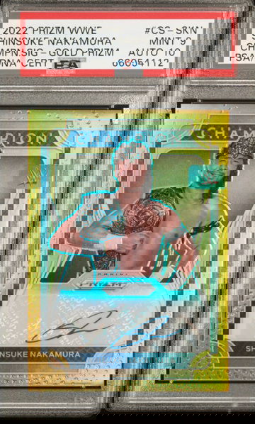 2022  Prizm WWE Champion SHINSUKE NAKAMURA GOLD Prizm AUTO SSP PSA 10 10/10. 