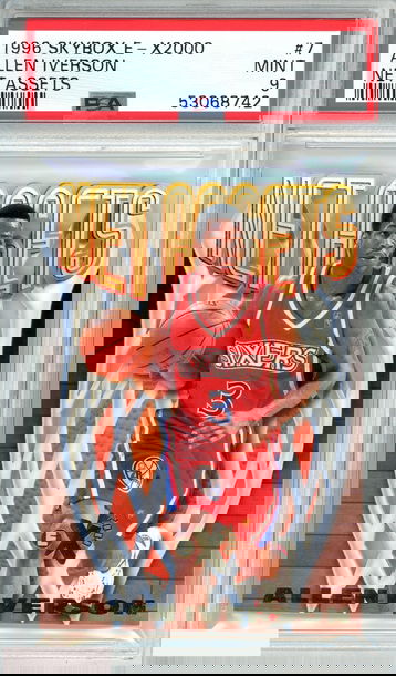1996 SKYBOX E-X2000 NET ASSETS ALLEN IVERSON #7 NET ASSETS RC PSA 9 MINT