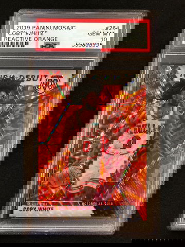 2019 Panini Mosaic - Coby White - Rookie NBA Debut Reactive Orange Mosaic Prizm PSA 10